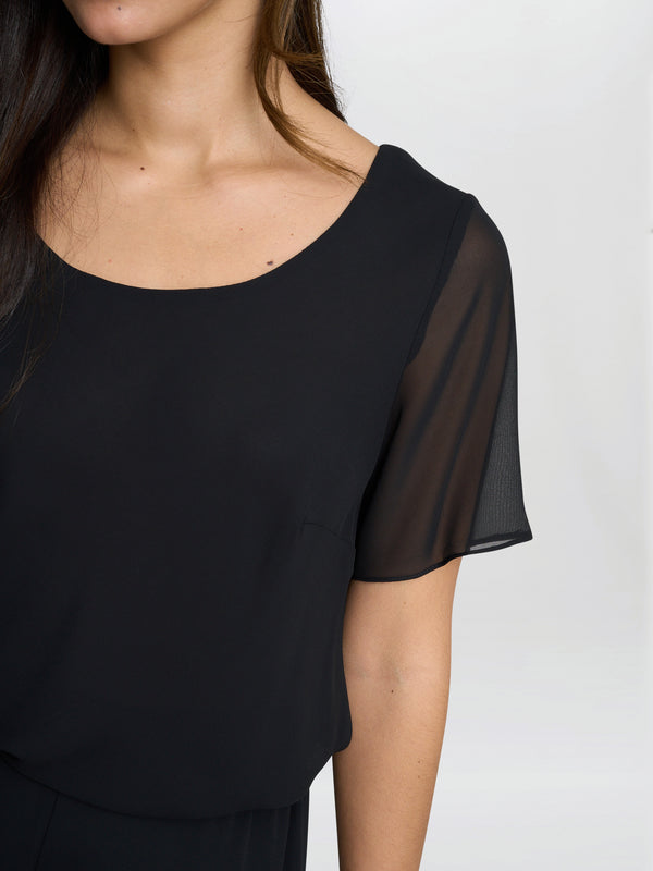 Gina Bacconi Triple Layer Chiffon Top Black