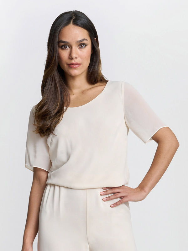 gina bacconi Triple layer chiffon top BUTTER CREAM