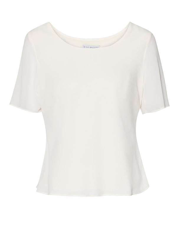 Gina Bacconi Triple Layer Chiffon Top Chalk Light