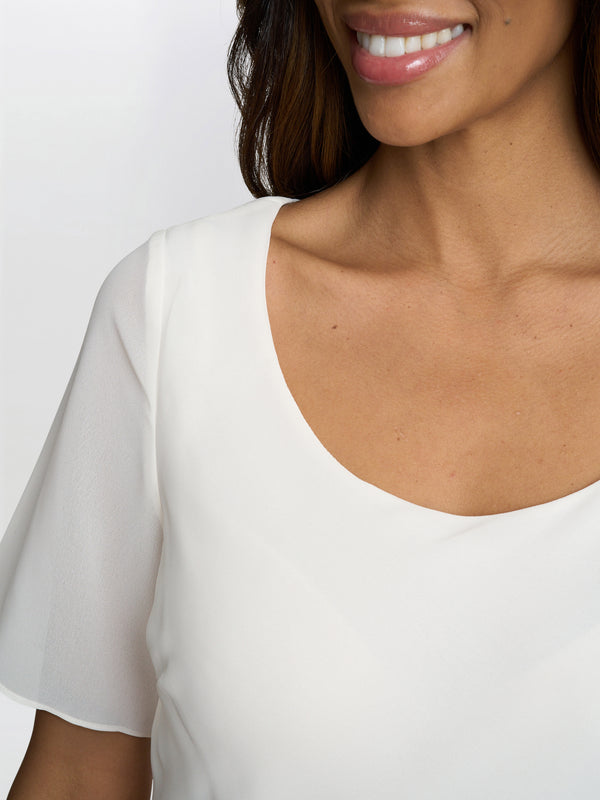 Gina Bacconi Triple Layer Chiffon Top Chalk Light