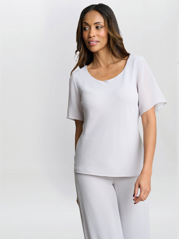 Gina Bacconi Triple Layer Chiffon Top SILVER MIST
