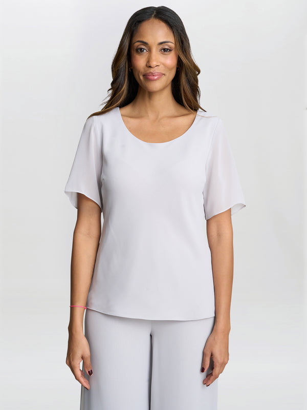 gina bacconi Triple layer chiffon top SILVER MIST