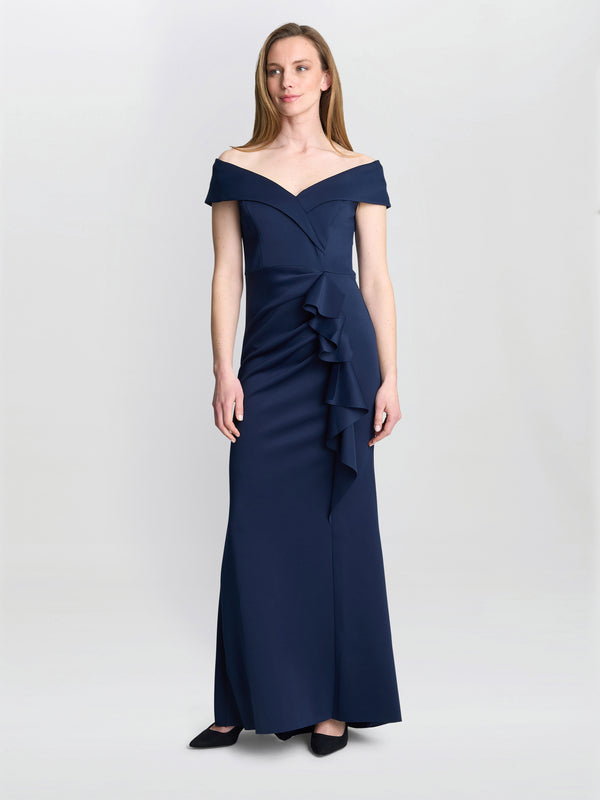 gina bacconi Victoria maxi dress with side ruching