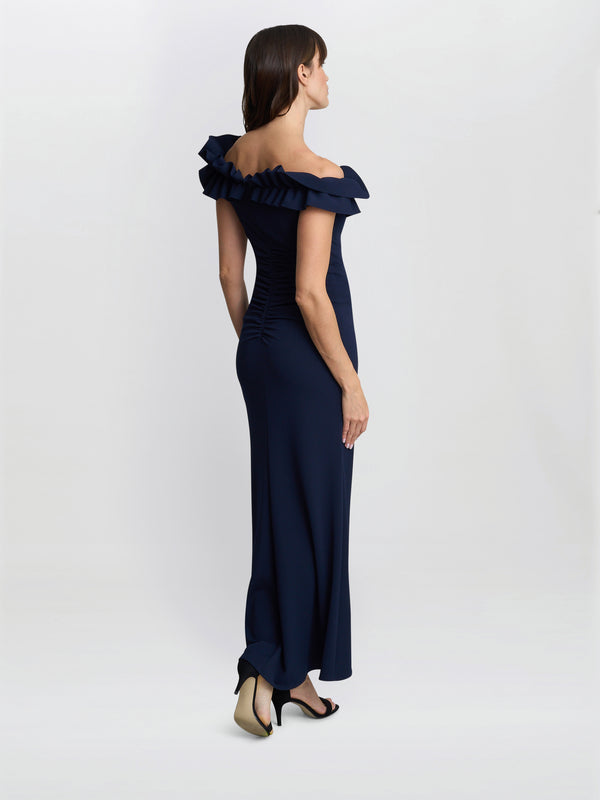 Gina Bacconi Viola Ruffle Top Maxi Dress