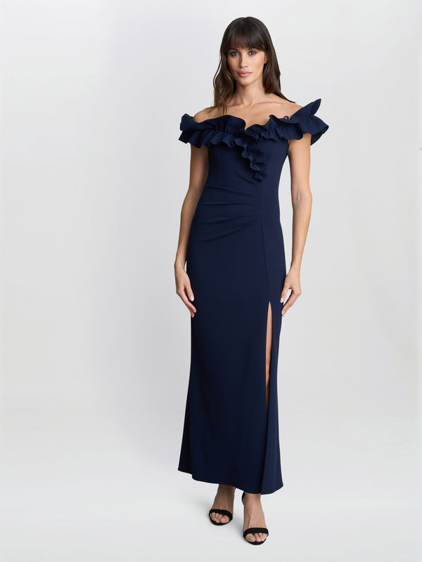 Gina Bacconi Viola Ruffle Top Maxi Dress