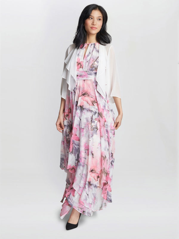 Gina Bacconi Vivian Chiffon Jacket IVORY