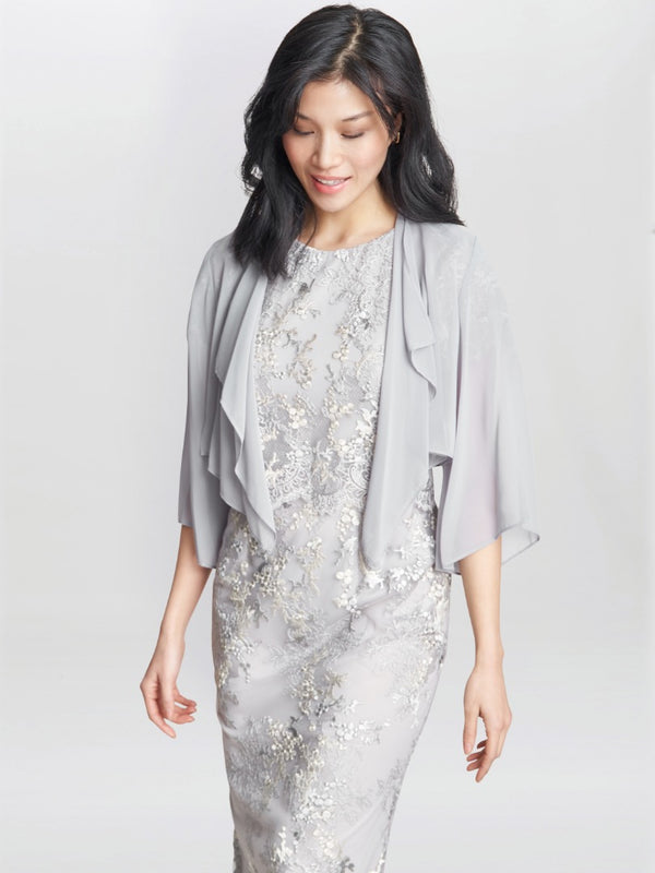 Gina Bacconi Vivian Chiffon Jacket SILVER LILAC