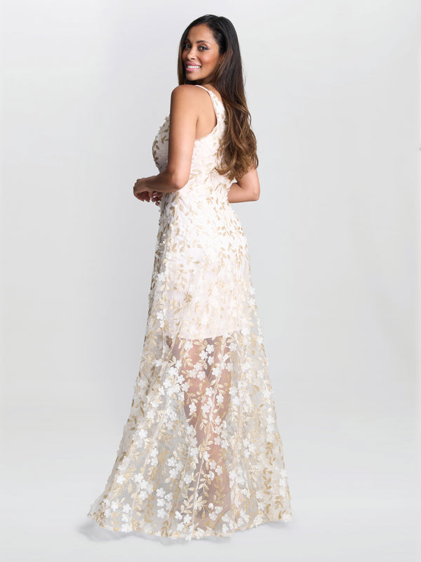 Gina Bacconi Zafira Floral Applique Dress