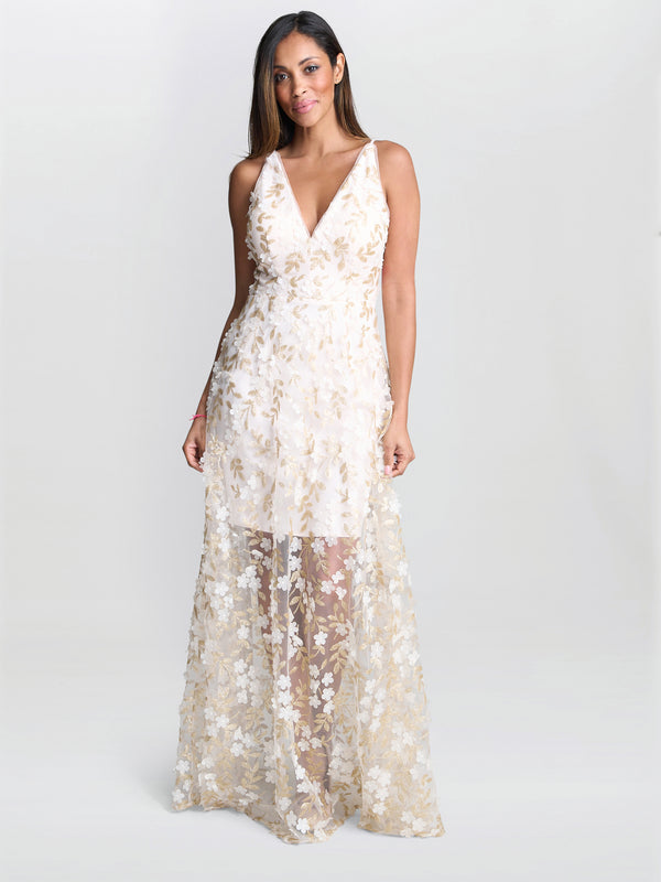 gina bacconi Zafira floral applique dress