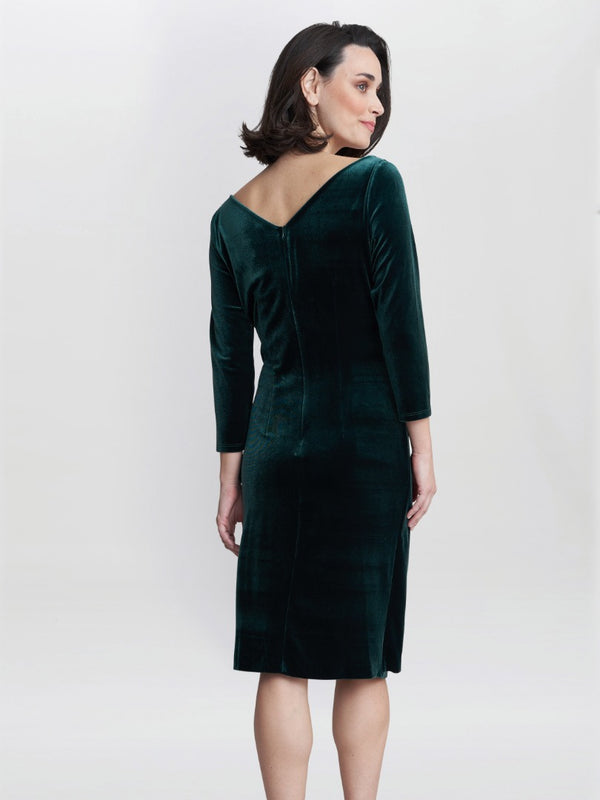 Gina Bacconi Zoe Velvet Wrap Dress GREEN