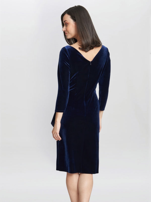 Gina Bacconi Zoe Velvet Wrap Dress NAVY