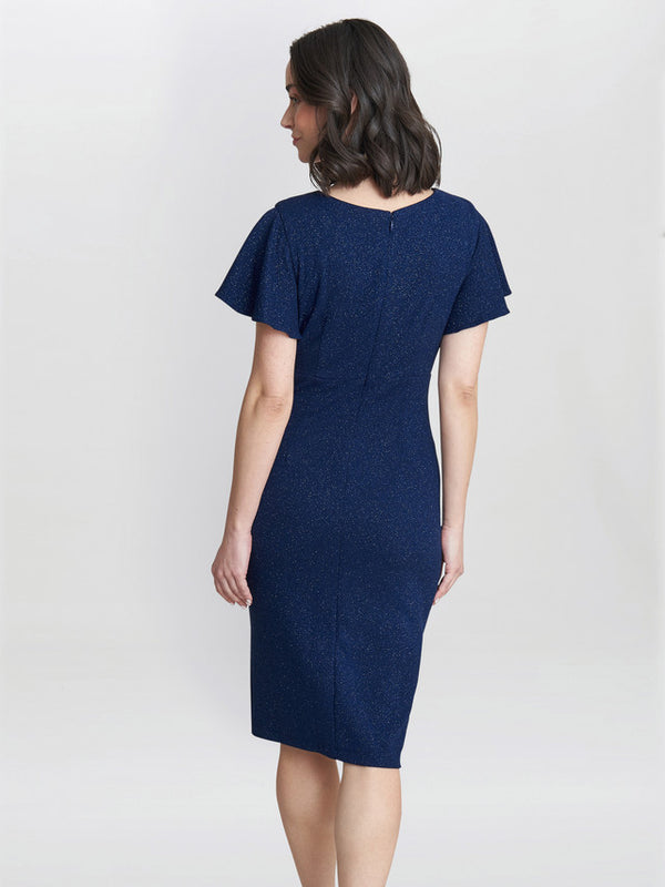 Gina Bacconi Glenda Metallic Midi Dress With Embellishment