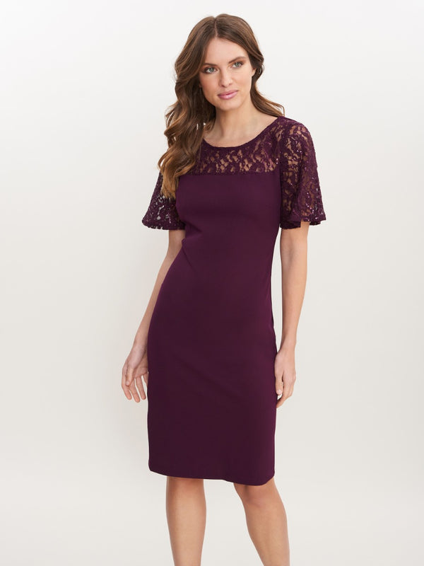 Gina Bacconi Imola Lace Cocktail Dress With Embroidered Yoke