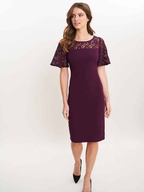 gina bacconi Imola lace cocktail dress with embroidered yoke