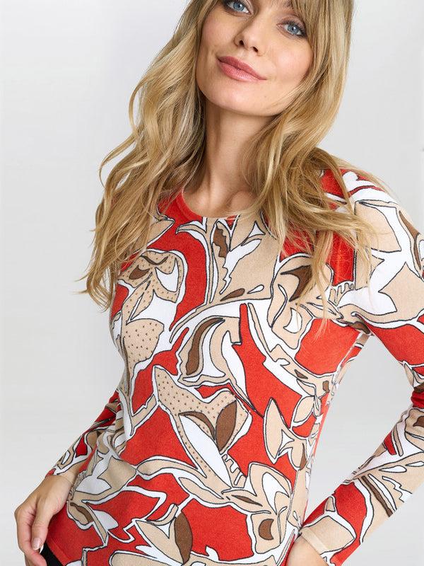 Gina Bacconi Jadelyn Floral Print Jumper With Diamanties