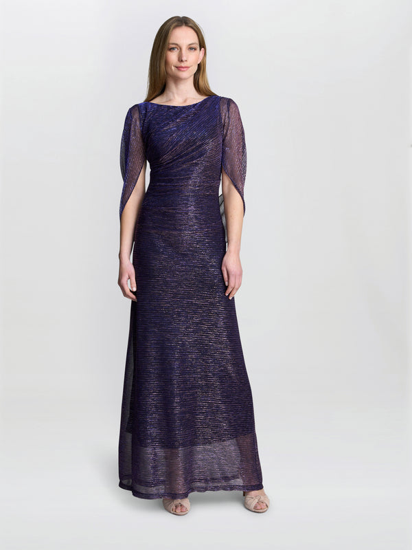 gina bacconi Joanna metallic knit maxi dress Purple