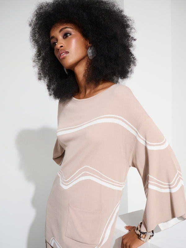 Gina Bacconi Joseph Ribkoff Abstract Jacquard Sweater Knit Pullover