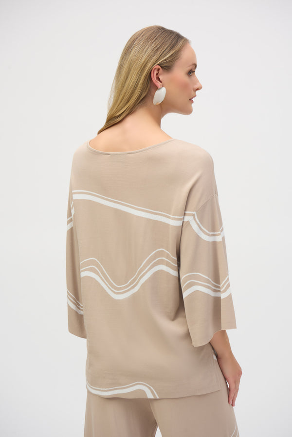 Gina Bacconi Joseph Ribkoff Abstract Jacquard Sweater Knit Pullover