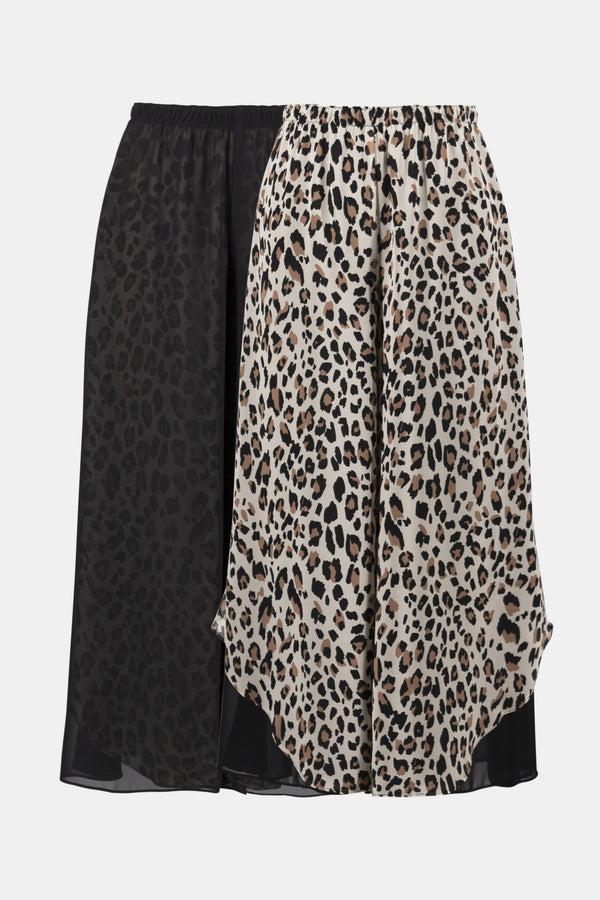 Gina Bacconi Joseph Ribkoff Chiffon Animal Print Reversible Culotte Pants