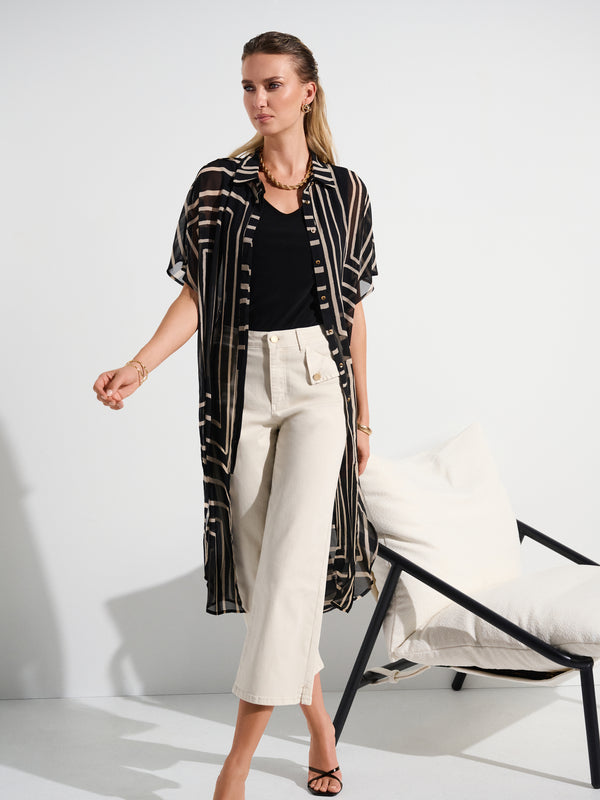 gina bacconi Joseph ribkoff chiffon geometric print blouse