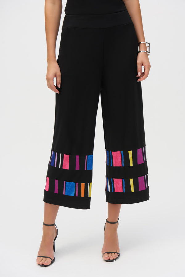 Gina Bacconi Joseph Ribkoff Silky Knit Stripe Print Culotte Pants