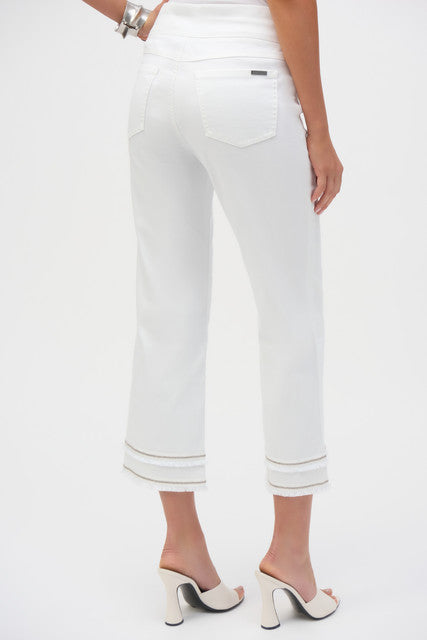 Gina Bacconi Joseph Ribkoff Stretch Straight Crop Pull-on Jeans With Beading