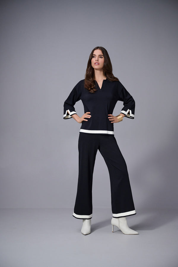 Gina Bacconi Joseph Ribkoff Sweater Knit Colour Block Culotte Pants