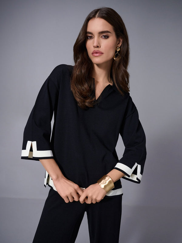 gina bacconi Joseph ribkoff sweater knit colour block top