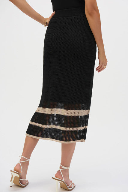 Gina Bacconi Joseph Ribkoff Sweater Knit Open Stitch Stripe Skirt