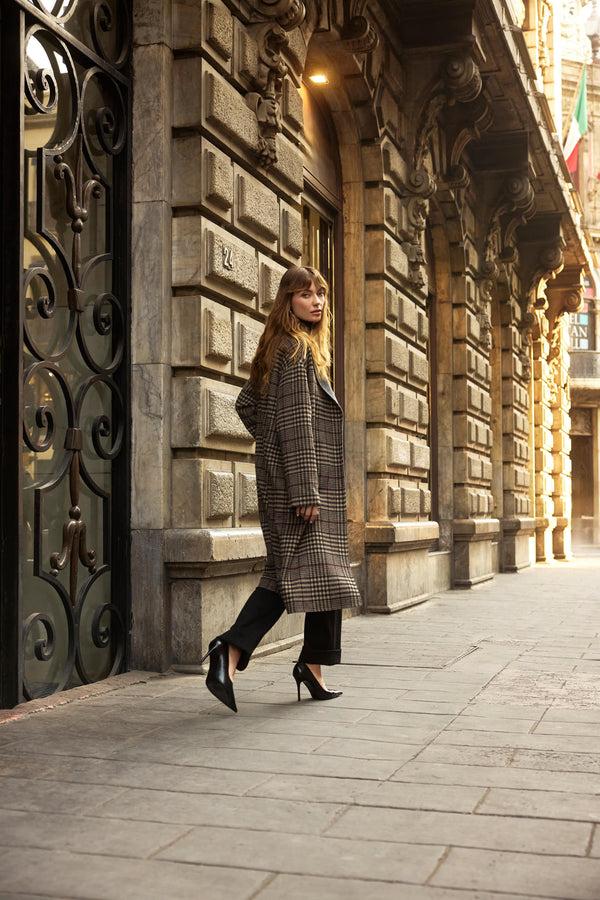 Gina Bacconi Joseph Ribkoff Wool Blend Plaid Double-faced Coat