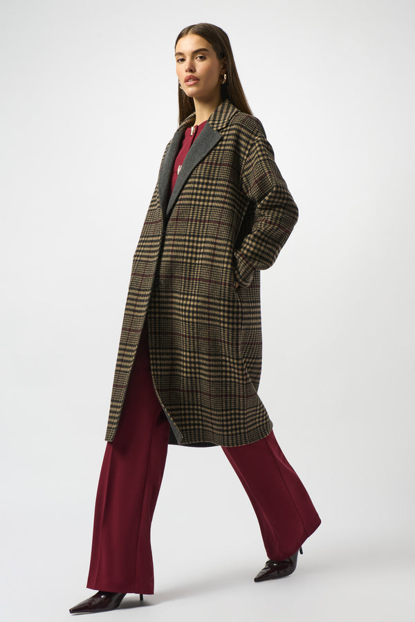 Gina Bacconi Joseph Ribkoff Wool Blend Plaid Double-faced Coat