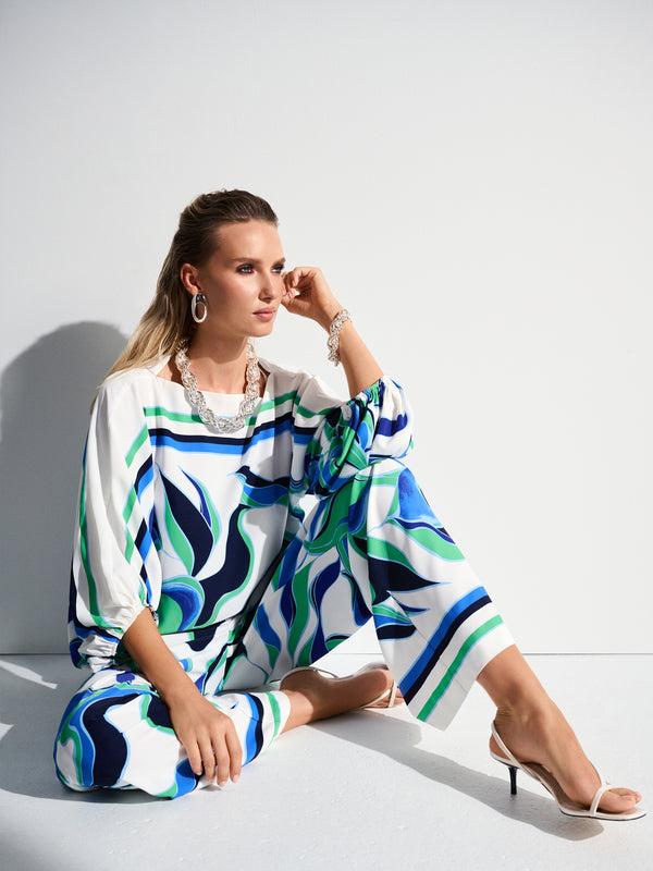 Gina Bacconi Joseph Ribkoff Woven Abstract Print Boxy Top