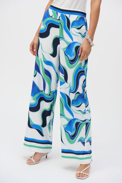 Gina Bacconi Joseph Ribkoff Woven Abstract Print Wide-leg Pants