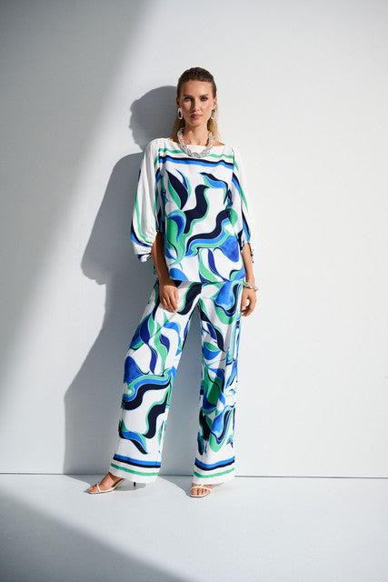 Gina Bacconi Joseph Ribkoff Woven Abstract Print Wide-leg Pants