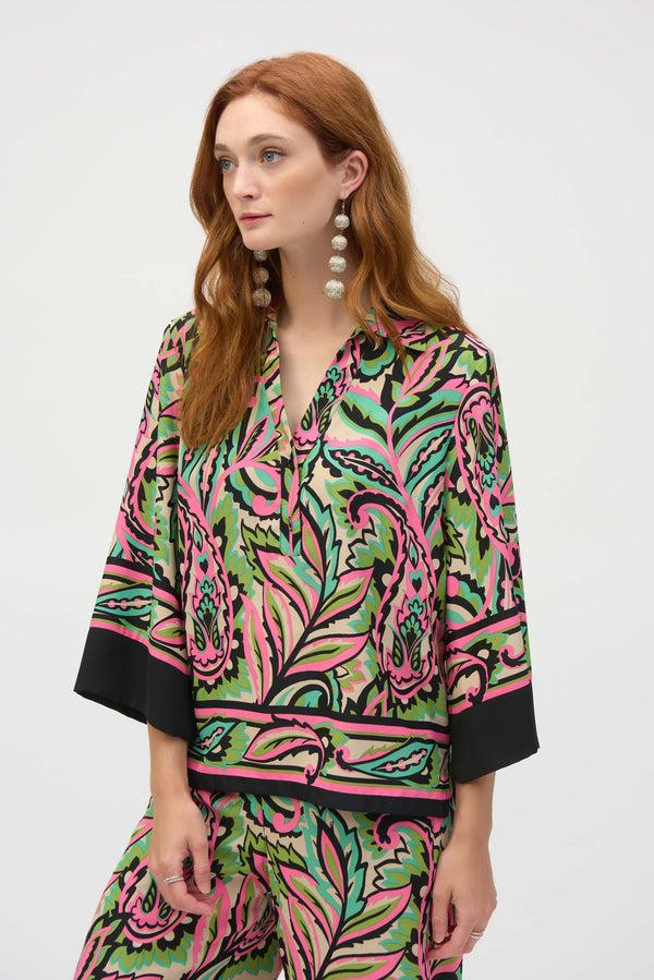 Gina Bacconi Joseph Ribkoff Woven Paisley Print Boxy Top