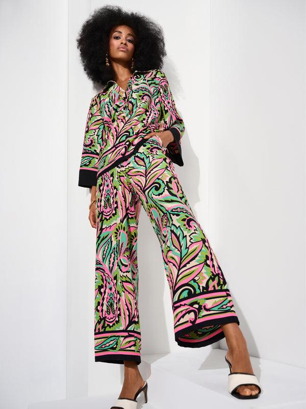 gina bacconi Joseph ribkoff woven paisley print boxy top