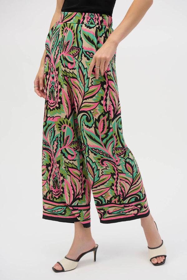 Gina Bacconi Joseph Ribkoff Woven Paisley Print Wide-leg Pants