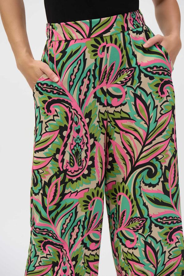 Gina Bacconi Joseph Ribkoff Woven Paisley Print Wide-leg Pants