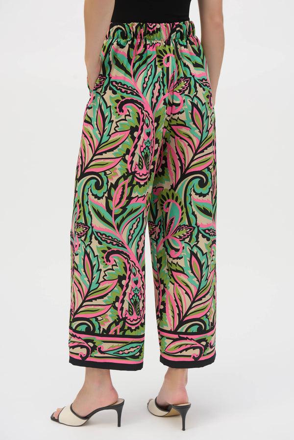 Gina Bacconi Joseph Ribkoff Woven Paisley Print Wide-leg Pants