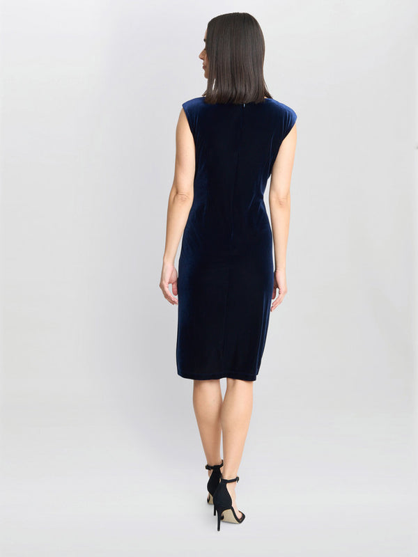 Gina Bacconi Justine Sleeveless Velvet Dress With Trim