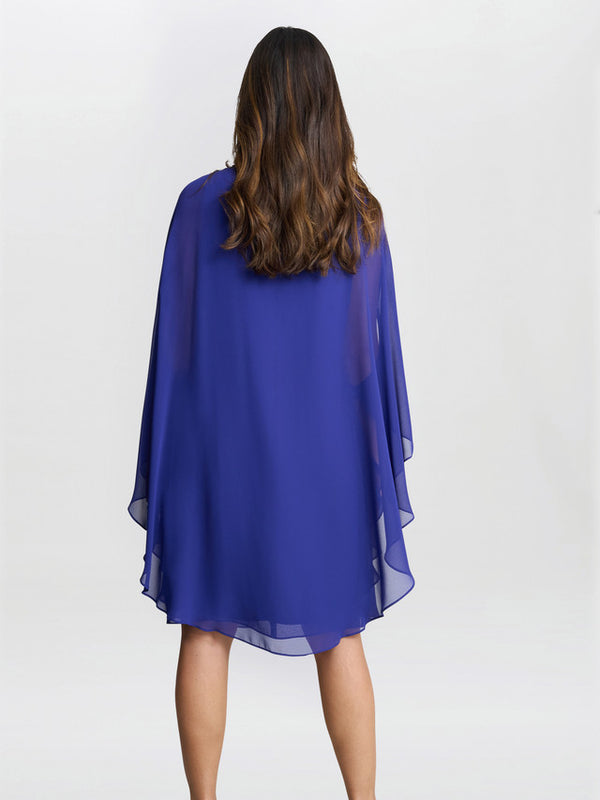 Gina Bacconi Laura Chiffon Cape And Beaded Neck Dress