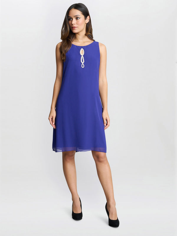 Gina Bacconi Laura Chiffon Cape And Beaded Neck Dress