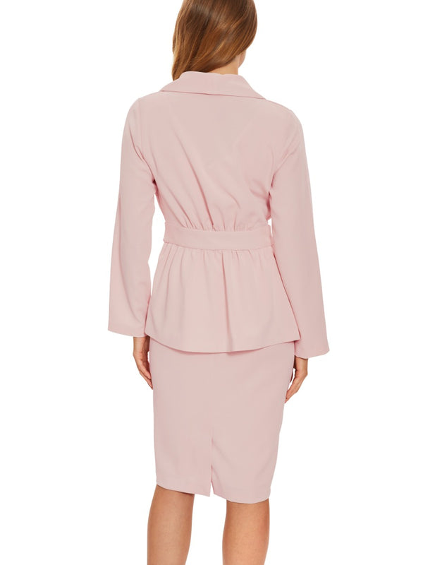 Gina Bacconi Linete Moss Crepe Tie Jacket POTPOURRI PINK