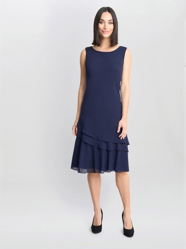 Gina Bacconi Lola Jacket And Asymmetric Triple Tiered Dress NAVY