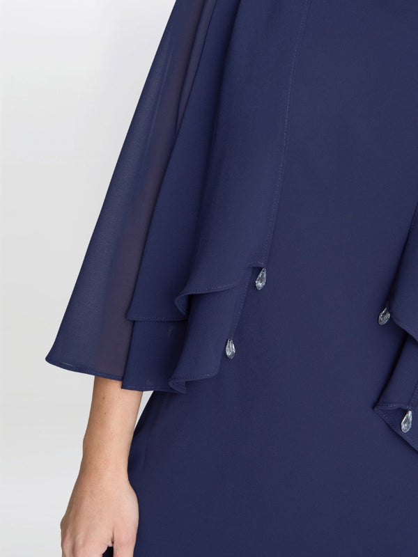 Gina Bacconi Lola Jacket And Asymmetric Triple Tiered Dress NAVY