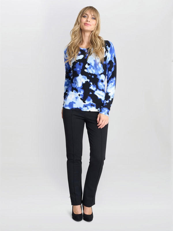 Gina Bacconi Malinda Abstract Blue Tye Dye Print Jumper With Diamantes