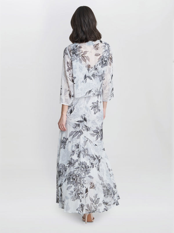 Gina Bacconi Mandy Midi Length Sleeveless Printed Dress And Jacket