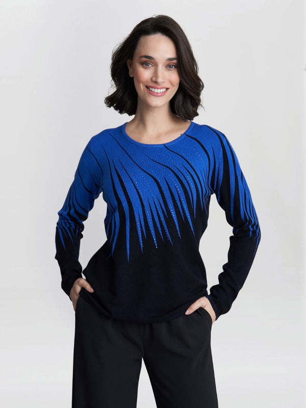 gina bacconi Manuela abstract print jumper with diamantes