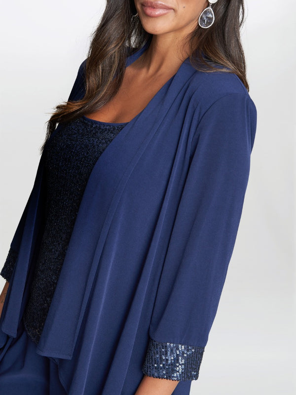 Gina Bacconi Marigot Sequin Top And Cascade Jersey Jacket Set
