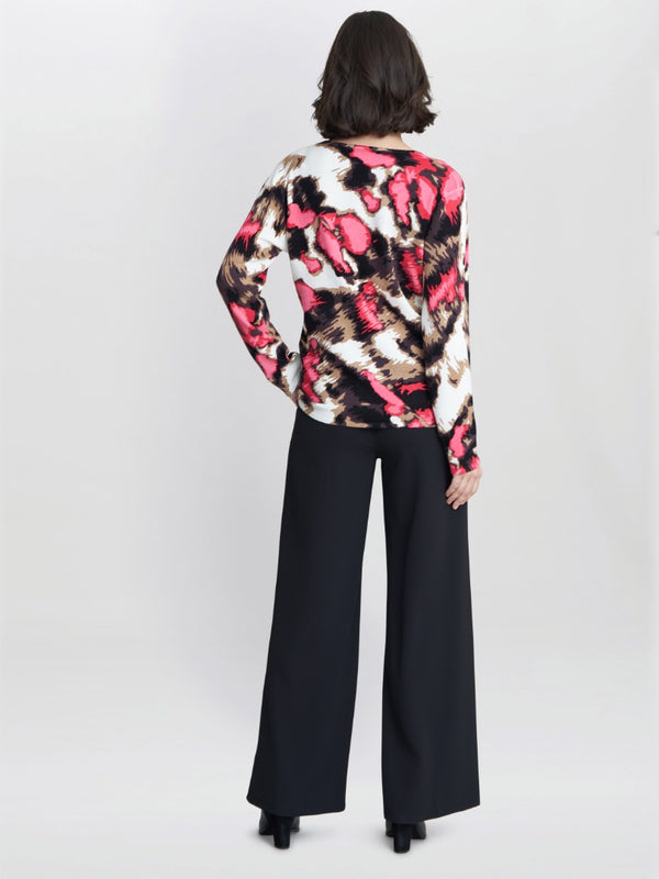 Gina Bacconi Mazie Abstract Pink Leopard Diamante Jumper